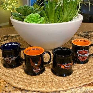 Set of 4 Harley-Davidson ceramic H-D logo 2oz mug shot glasses